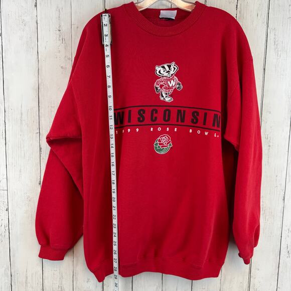 VTG Santee Red Heavyweight 1999 Rose Bowl Wisconsin Badgers Sweatshirt Large - Picture 14 of 16